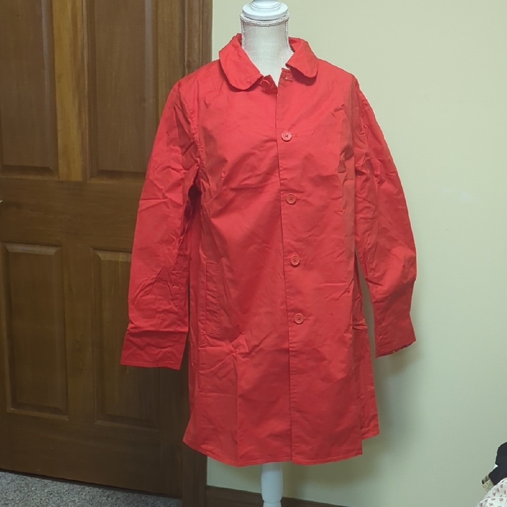 Kids Red Button-Front Coat